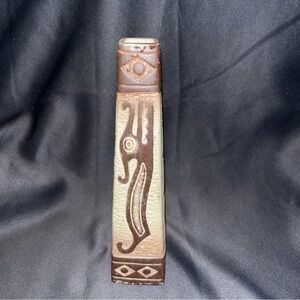 Ceramic Abstract Tribal Rectangular Vase 9” X  2”